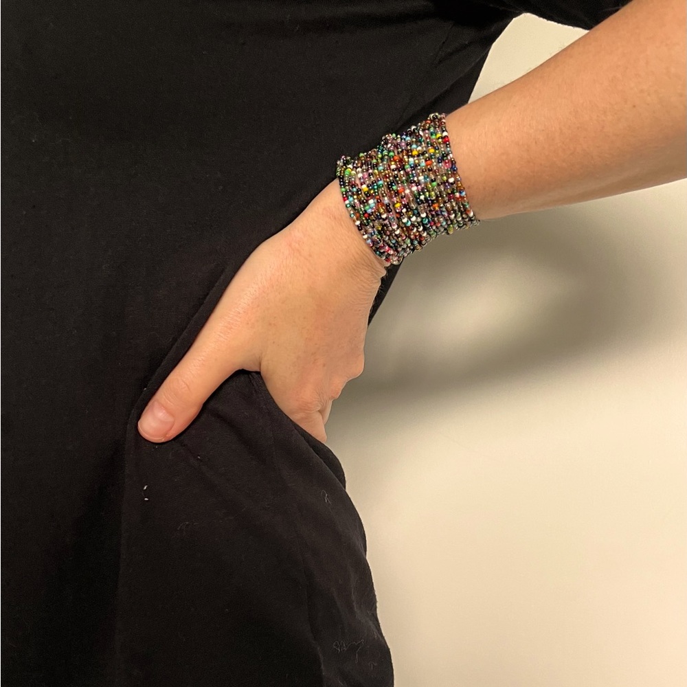 Multicolour 24 Strand Beaded Cuff Bracelet